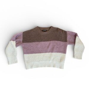 Steve Madden Multicolor Cropped Knit Sweater - Brown, Pink, and Cream